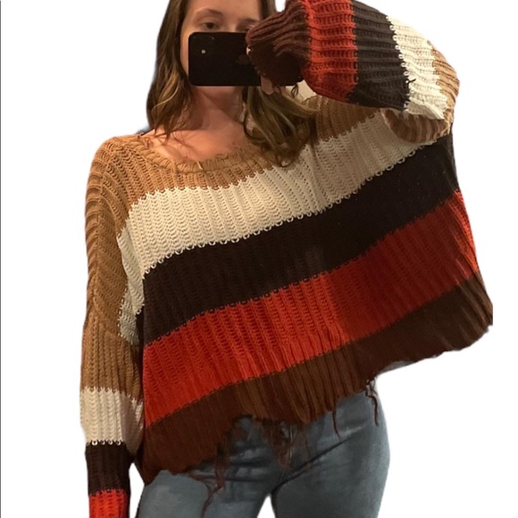 Skylar + Madison Striped Distressed Sweater - Picture 2 of 6